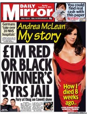 Daily Mirror () Newspaper Front Page for 5 September 2011