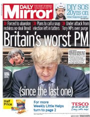 Daily Mirror () Newspaper Front Page for 5 September 2019
