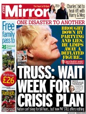 Daily Mirror () Newspaper Front Page for 5 September 2022