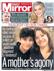 Daily Mirror () Newspaper Front Page for 6 October 2016