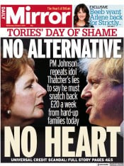 Daily Mirror () Newspaper Front Page for 6 October 2021