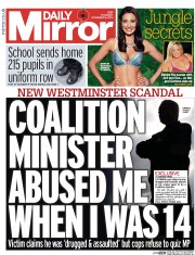 Daily Mirror () Newspaper Front Page for 6 November 2014