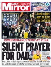 Daily Mirror () Newspaper Front Page for 6 November 2020