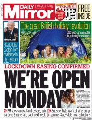 Daily Mirror () Newspaper Front Page for 6 April 2021