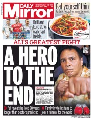 Daily Mirror () Newspaper Front Page for 6 June 2016