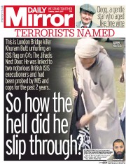 Daily Mirror () Newspaper Front Page for 6 June 2017