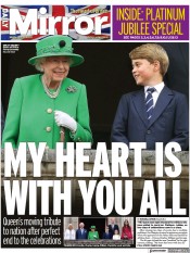 Daily Mirror () Newspaper Front Page for 6 June 2022