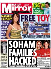 Daily Mirror () Newspaper Front Page for 6 July 2011