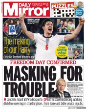 Daily Mirror () Newspaper Front Page for 6 July 2021