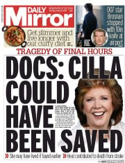 Daily Mirror () Newspaper Front Page for 6 August 2015