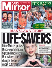 Daily Mirror () Newspaper Front Page for 6 August 2018