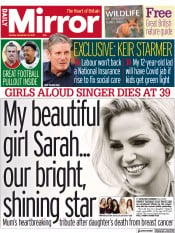 Daily Mirror () Newspaper Front Page for 6 September 2021