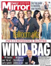Daily Mirror () Newspaper Front Page for 7 October 2020