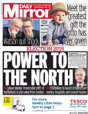 Daily Mirror () Newspaper Front Page for 7 November 2019