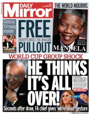 Daily Mirror () Newspaper Front Page for 7 December 2013