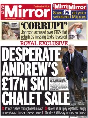 Daily Mirror () Newspaper Front Page for 7 January 2022
