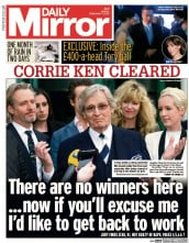 Daily Mirror () Newspaper Front Page for 7 February 2014