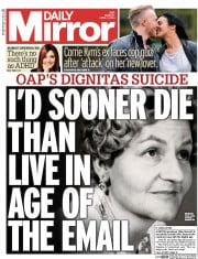 Daily Mirror () Newspaper Front Page for 7 April 2014