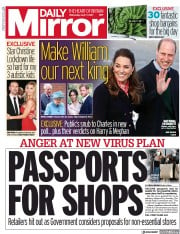 Daily Mirror () Newspaper Front Page for 7 April 2021