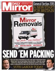 Daily Mirror () Newspaper Front Page for 7 May 2015