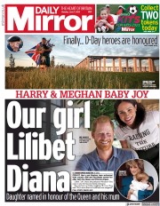 Daily Mirror () Newspaper Front Page for 7 June 2021