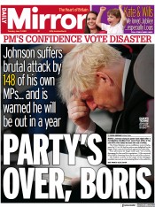 Daily Mirror () Newspaper Front Page for 7 June 2022