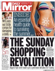 Daily Mirror () Newspaper Front Page for 7 July 2015