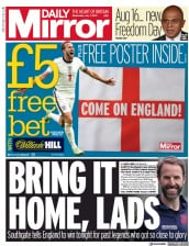 Daily Mirror () Newspaper Front Page for 7 July 2021