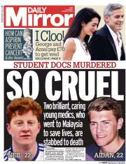 Daily Mirror () Newspaper Front Page for 7 August 2014