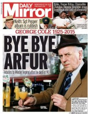 Daily Mirror () Newspaper Front Page for 7 August 2015