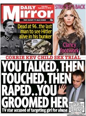 Daily Mirror () Newspaper Front Page for 7 September 2013