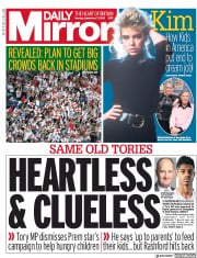 Daily Mirror () Newspaper Front Page for 7 September 2020