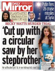 Daily Mirror () Newspaper Front Page for 8 October 2015