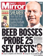 Daily Mirror () Newspaper Front Page for 8 November 2017