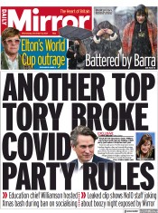 Daily Mirror () Newspaper Front Page for 8 December 2021