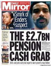 Daily Mirror () Newspaper Front Page for 8 January 2016