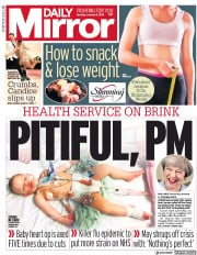 Daily Mirror () Newspaper Front Page for 8 January 2018