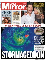 Daily Mirror () Newspaper Front Page for 8 February 2014