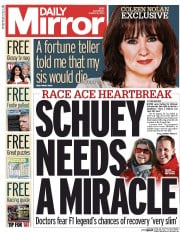 Daily Mirror () Newspaper Front Page for 8 March 2014