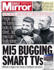 Daily Mirror () Newspaper Front Page for 8 March 2017