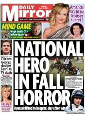 Daily Mirror () Newspaper Front Page for 8 April 2013