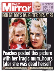 Daily Mirror () Newspaper Front Page for 8 April 2014