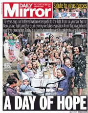 Daily Mirror () Newspaper Front Page for 8 May 2020