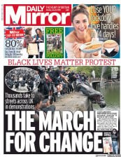 Daily Mirror () Newspaper Front Page for 8 June 2020