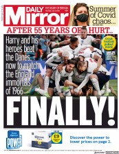 Daily Mirror () Newspaper Front Page for 8 July 2021