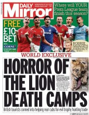 Daily Mirror () Newspaper Front Page for 8 August 2015