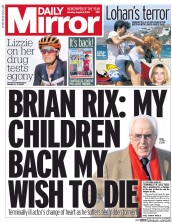 Daily Mirror () Newspaper Front Page for 8 August 2016