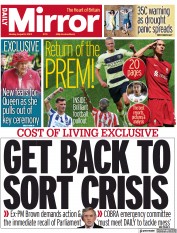 Daily Mirror () Newspaper Front Page for 8 August 2022
