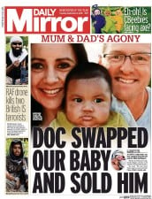 Daily Mirror () Newspaper Front Page for 8 September 2015