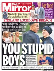 Daily Mirror () Newspaper Front Page for 8 September 2020